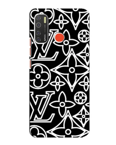 Чехол для TECNO Spark 5 с картинкой «Черно-белый узор LV»
