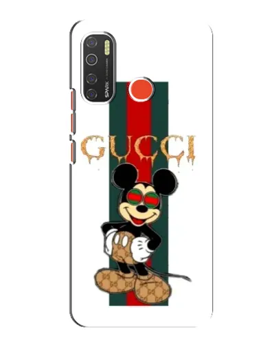 Чехол для TECNO Spark 5 с картинкой «Микки Маус Gucci — полосы»