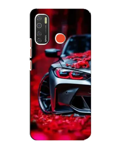 Чехол для TECNO Spark 5 с картинкой «Спортивная BMW и цветы»