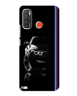 Чехол для TECNO Spark 5 с картинкой «Силуэт BMW в темноте»