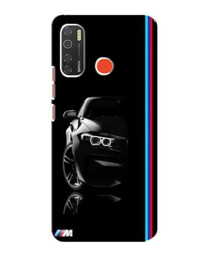 Чехол для TECNO Spark 5 с картинкой «Силуэт BMW в темноте»