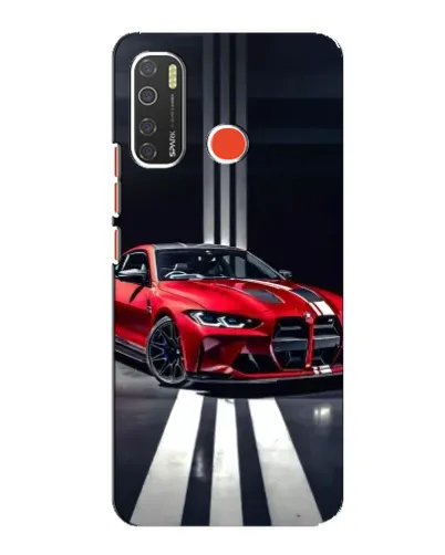 Чехол для TECNO Spark 5 с картинкой «Красная BMW на дороге»