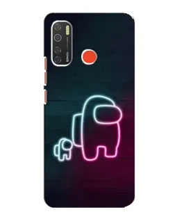 Чехол для TECNO Spark 5 с картинкой «Among Us неон-арт»