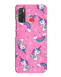 Чехол для TECNO Spark 5 с картинкой «Unicorn паттерн розовый»