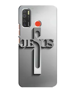Чохол для TECNO Spark 5 з картинкою «Металевий хрест Jesus»