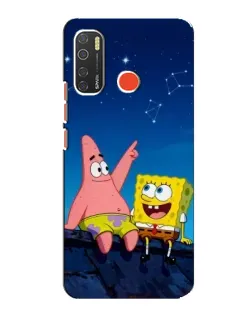 Чехол для TECNO Spark 5 с картинкой «Губка Боб и Патрик ночью»
