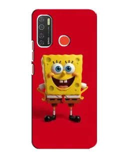 Чехол для TECNO Spark 5 с картинкой «Спанч Боб на красном»