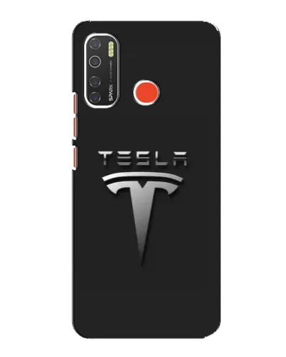Чехол для TECNO Spark 5 с картинкой «Стальной логотип Tesla»