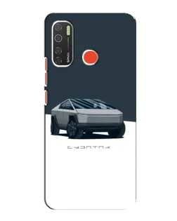 Чехол для TECNO Spark 5 с картинкой «Серебристый Cybertruck Tesla»