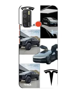 Чехол для TECNO Spark 5 с картинкой «Коллаж Cybertruck Tesla»