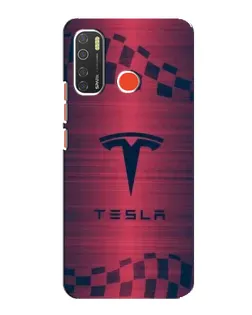 Чехол для TECNO Spark 5 с картинкой «Тесла красный карбон»