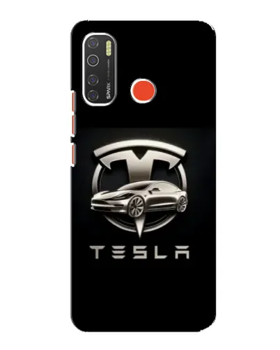 Чехол для TECNO Spark 5 с картинкой «Tesla — серебристое авто»