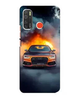 Чехол для TECNO Spark 5 с картинкой «Audi в огненном дыму»