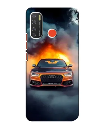 Чехол для TECNO Spark 5 с картинкой «Audi в огненном дыму»