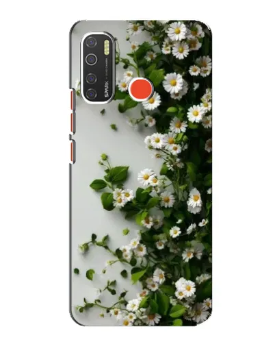 Чехол для TECNO Spark 5 с картинкой «Ветка мелких белых цветов»