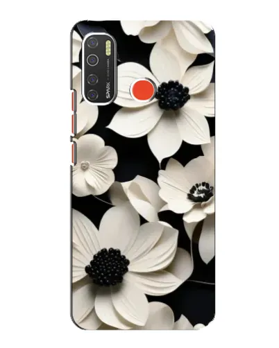 Чехол для TECNO Spark 5 с картинкой «Объемные белые цветы»