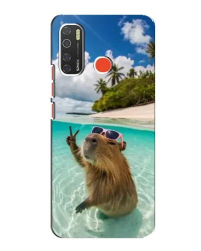Чехол для TECNO Spark 5 с картинкой «Капибара на море»