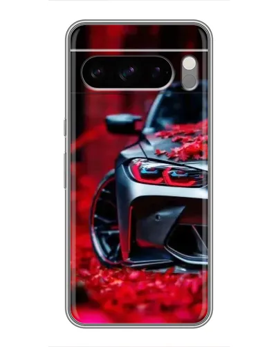 Чехол для TECNO Spark 50 с картинкой «Спортивная BMW и цветы»