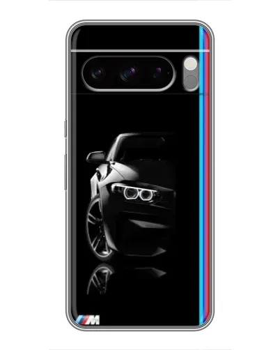 Чехол для TECNO Spark 50 с картинкой «Силуэт BMW в темноте»