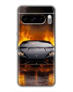 Чехол для TECNO Spark 50 с картинкой «Lamborghini в огне»