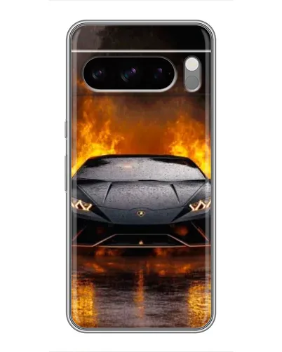 Чехол для TECNO Spark 50 с картинкой «Lamborghini в огне»