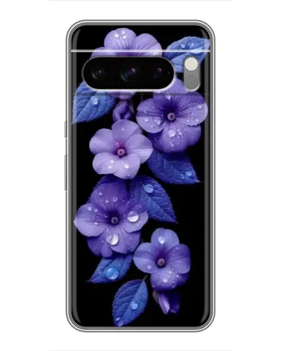 Чехол для TECNO Spark 50 с картинкой «Фиолетовые цветы с росою»
