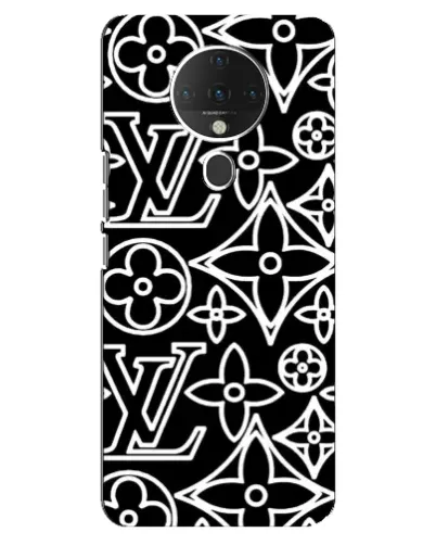 Чехол для TECNO Spark 6 с картинкой «Черно-белый узор LV»