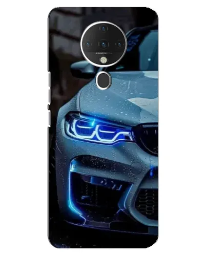 Чехол для TECNO Spark 6 с картинкой «Взгляд BMW с синими фарами»