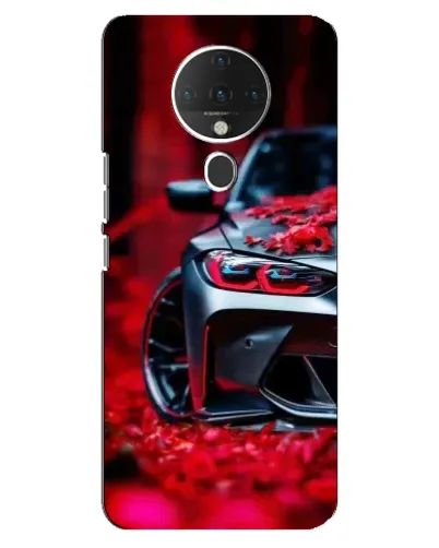 Чехол для TECNO Spark 6 с картинкой «Спортивная BMW и цветы»