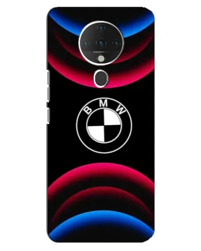Чехол для TECNO Spark 6 с картинкой «Логотип BMW и неоновые дуги»