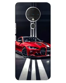 Чехол для TECNO Spark 6 с картинкой «Красная BMW на дороге»