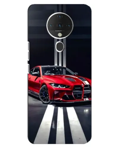 Чехол для TECNO Spark 6 с картинкой «Красная BMW на дороге»