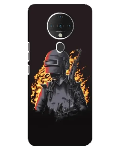 Чехол для TECNO Spark 6 с картинкой «PUBG — огненный силуэт»