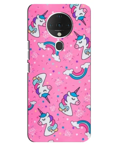 Чехол для TECNO Spark 6 с картинкой «Unicorn паттерн розовый»