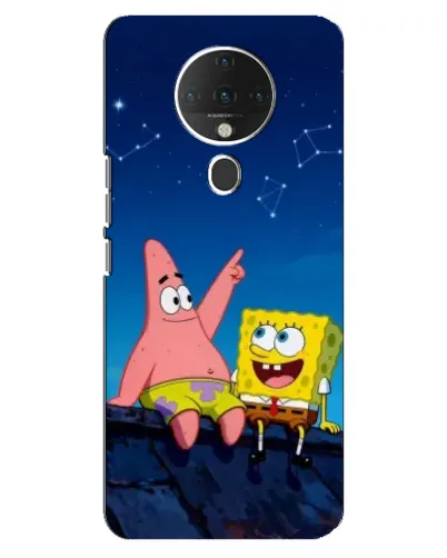Чехол для TECNO Spark 6 с картинкой «Губка Боб и Патрик ночью»