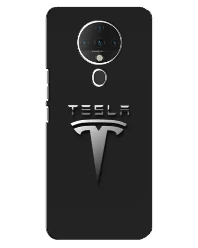 Чехол для TECNO Spark 6 с картинкой «Стальной логотип Tesla»