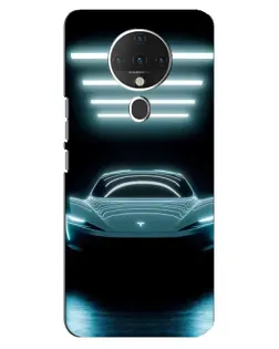 Чехол для TECNO Spark 6 с картинкой «Tesla в неоне»