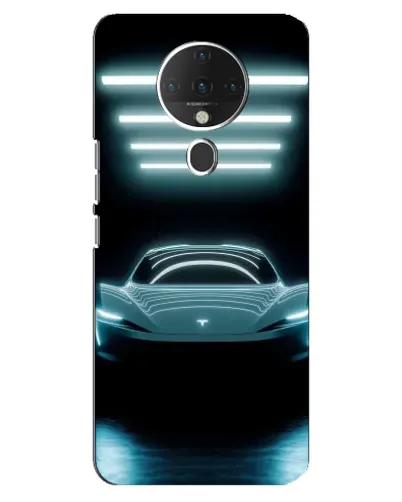 Чехол для TECNO Spark 6 с картинкой «Tesla в неоне»