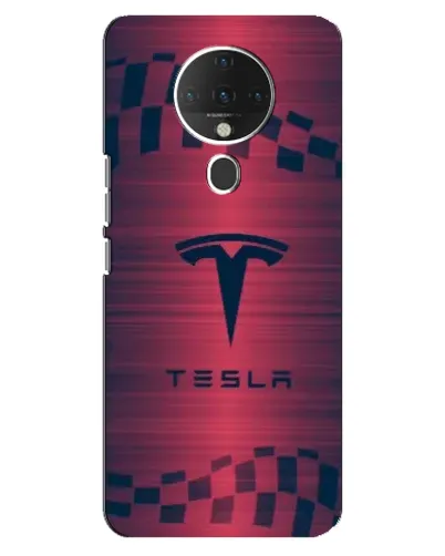 Чехол для TECNO Spark 6 с картинкой «Тесла красный карбон»