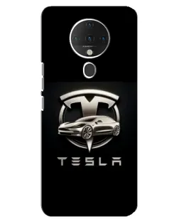 Чехол для TECNO Spark 6 с картинкой «Tesla — серебристое авто»