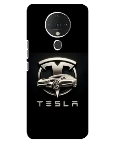 Чехол для TECNO Spark 6 с картинкой «Tesla — серебристое авто»