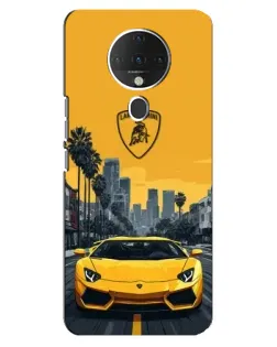 Чехол для TECNO Spark 6 с картинкой «Желтый Lamborghini город»