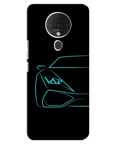 Чехол для TECNO Spark 6 с картинкой «Голубой силуэт Lamborghini»