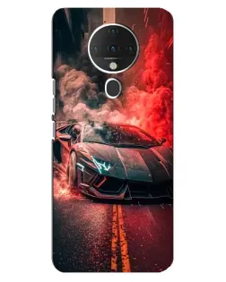Чехол для TECNO Spark 6 с картинкой «Lamborghini красный дым»
