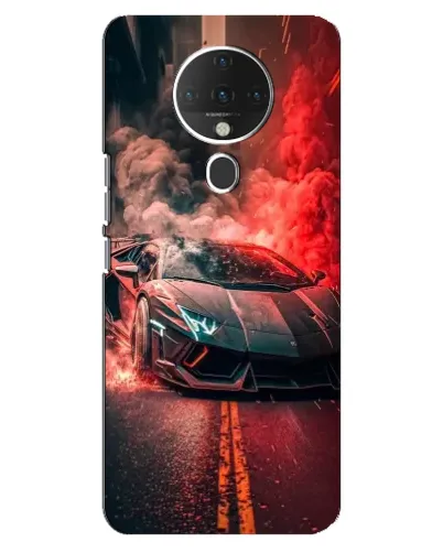 Чехол для TECNO Spark 6 с картинкой «Lamborghini красный дым»
