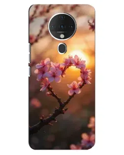 Чехол для TECNO Spark 6 с картинкой «Розовый цвет сердце на фоне заката»