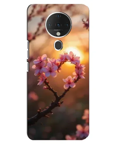Чехол для TECNO Spark 6 с картинкой «Розовый цвет сердце на фоне заката»
