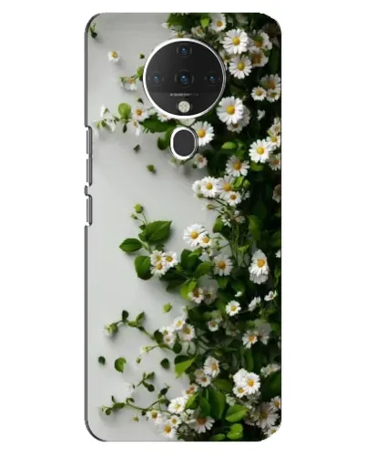 Чехол для TECNO Spark 6 с картинкой «Ветка мелких белых цветов»