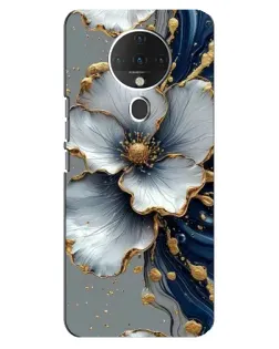 Чехол для TECNO Spark 6 с картинкой «Белый цветок и золотой флюид»