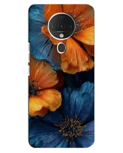 Чехол для TECNO Spark 6 с картинкой «Яркая сине-оранжевая флора»